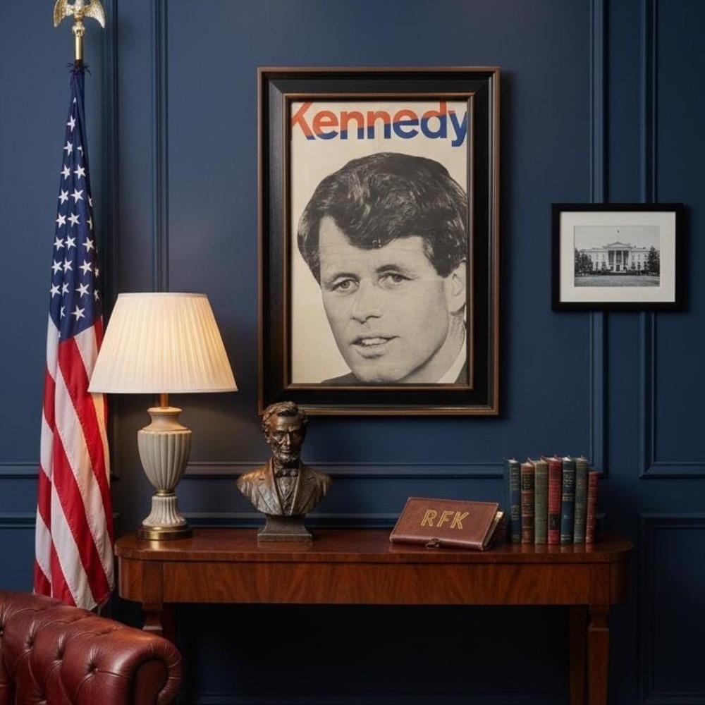 Vintage Robert F Kennedy 1968 Presidential Campaign Pster Framed RFK Memorabilia